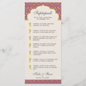 Art Deco Bloemen Lotus Indiaas & Hindoe Bruiloft Programmakaart (Achterkant)