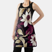 Art Deco Bloemen op Bourgogne Schort (Insitu)