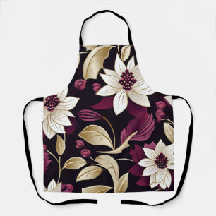 Art Deco Bloemen op Bourgogne Schort