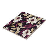 Art Deco Bloemen op Bourgogne Tegeltje (Zijkant)