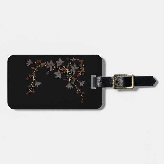 Art Deco Bloemen Op Zwart Bagagelabel (Voorkant horizontaal)