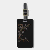 Art Deco Bloemen Op Zwart Bagagelabel (Voorkant verticaal)