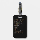 Art Deco Bloemen Op Zwart Bagagelabel (Achterkant verticaal)