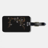 Art Deco Bloemen Op Zwart Bagagelabel (Achterkant horizontaal)