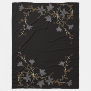 Art Deco Bloemen Op Zwart Fleece Deken
