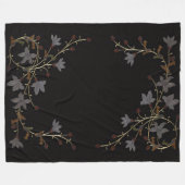 Art Deco Bloemen Op Zwart Fleece Deken (Voorkant (Horizontaal))