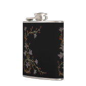 Art Deco Bloemen Op Zwart Heupfles (Links)
