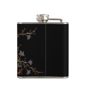 Art Deco Bloemen Op Zwart Heupfles (Achterkant)