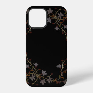 Art Deco Bloemen Op Zwart iPhone 12 Pro Hoesje