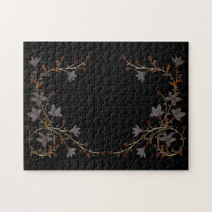 Art Deco Bloemen Op Zwart Legpuzzel