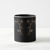 Art Deco Bloemen Op Zwart Mok (Midden)