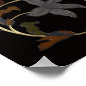 Art Deco Bloemen Op Zwart Poster (Hoek)
