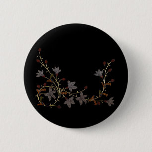 Art Deco Bloemen Op Zwart Ronde Button 5,7 Cm