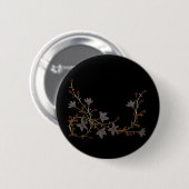 Art Deco Bloemen Op Zwart Ronde Button 5,7 Cm (Voorkant /achterkant)