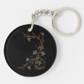 Art Deco Bloemen Op Zwart Sleutelhanger (Achterkant)