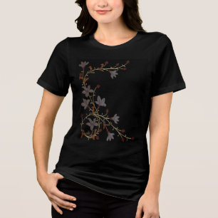 Art Deco Bloemen Op Zwart Tri-Blend Shirt