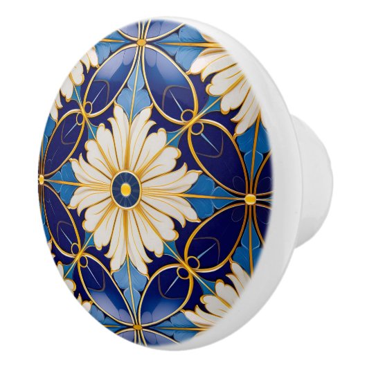 Art Deco Bloemen Patroon Lade Kabinet Keramische Knop (Rechts)