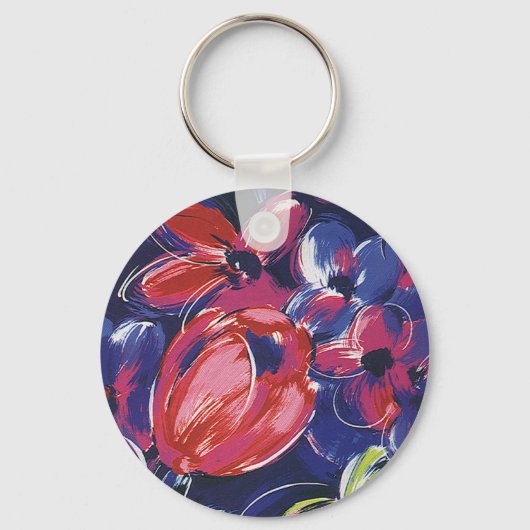 Art Deco bloemen uit het verleden, tulp bloem text Sleutelhanger (Voorkant)