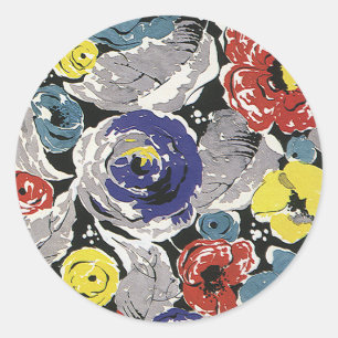 Art Deco bloemen uit vroeger tijden, rozensierpatr Ronde Sticker