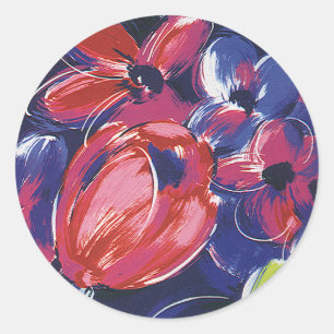 Art Deco bloemen uit vroeger tijden, tulp bloem te Ronde Sticker