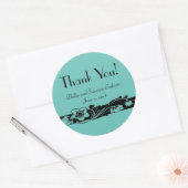 Art Deco Bloemengrens Bruiloft Dank u! Ronde Sticker (Envelop)
