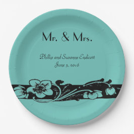  Art Deco Bloemengrens Bruiloft Papieren Bordje