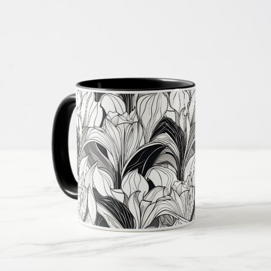 Art Deco bloemenmok Mok (Voorkant links)