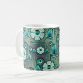 Art deco bloemenmotief  geometrisch groen koffiemok (Voorkant links)
