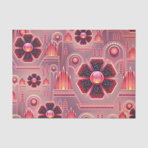 Art deco bloemenmotief  geometrisch roze tissuepapier