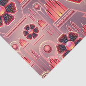 Art deco bloemenmotief geometrisch roze tissuepapier (Detail)