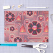 Art deco bloemenmotief geometrisch roze tissuepapier (Craft)