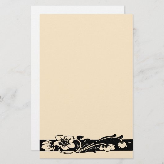  Art Deco Bloemenrand Briefpapier (Voorkant / Achterkant)