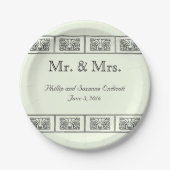 Art Deco Bloemenrandbruiloft Papieren Bordje (Voorkant)