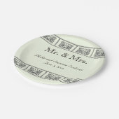 Art Deco Bloemenrandbruiloft Papieren Bordje (Gekanteld)