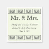 Art Deco Bloemenrandbruiloft Servet (Voorkant)