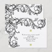 Art Deco  Bloemenwerveling Trouwreceptie Kaart (Voorkant / Achterkant)