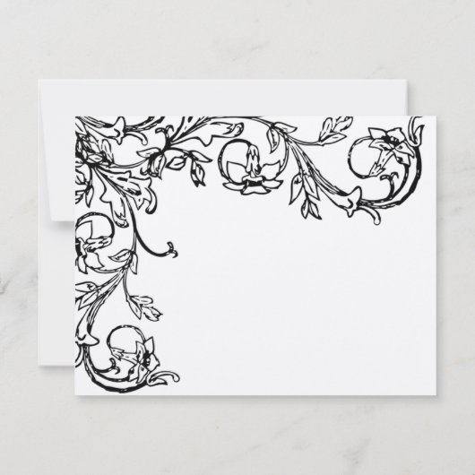 Art Deco  Bloemenwerveling Trouwreceptie Kaart (Achterkant)