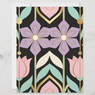 Art Deco Bloemig Zwart & Goud Scrapbook Papier