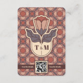 Art Deco Bloemige Trouwdetails Kaart QR-code (Achterkant)