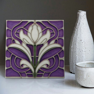Art Deco bloemige wanddecoratie Art Nouveau kerami Tegeltje