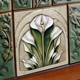 Art Deco bloemige wanddecoratie Art Nouveau kerami Tegeltje