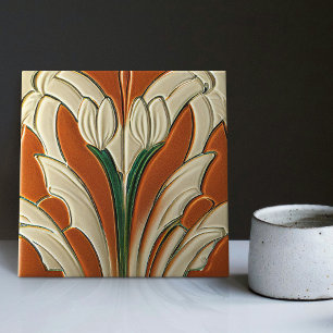 Art Deco bloemige wanddecoratie Art Nouveau Tegeltje