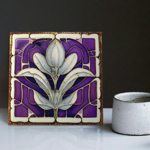 Art Deco bloemige wanddecoratie Art Nouveau Tegeltje