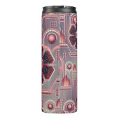 Art deco bloemmotief bloemengeometrisch paarse thermosbeker (Achterkant)