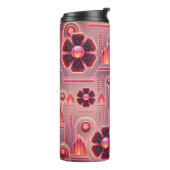 Art deco bloemmotief bloemengeometrisch roze thermosbeker (Gedraaid links)
