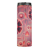 Art deco bloemmotief bloemengeometrisch roze thermosbeker (Achterkant)