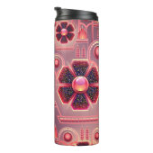 Art deco bloemmotief bloemengeometrisch roze thermosbeker (Geroteerd rechts)