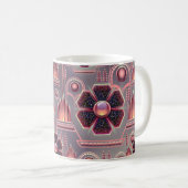 Art deco bloemmotief  geometrisch paarse koffiemok (Voorkant rechts)