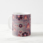 Art deco bloemmotief  geometrisch paarse koffiemok (Voorkant links)