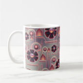Art deco bloemmotief  geometrisch paarse koffiemok (Links)